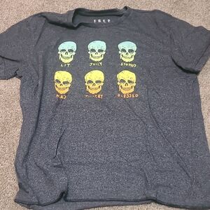 Graphic Tee with Colorful Skulls